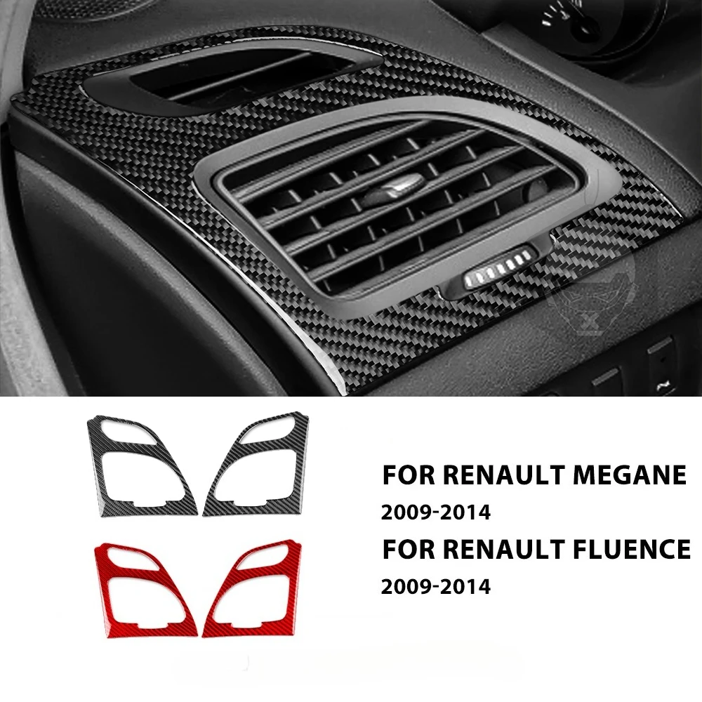 Car Air Outlet Trim Real Soft Carbon Fiber Sticker For Renault Fluence Megane 3 RS 2009 2010 2011 2012 2013 2014 2015 LHD