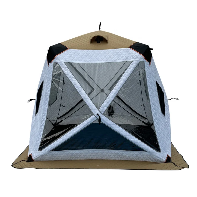 Outdoor Fishing Tent Waterproof Warm Winter Cold-Proof Camping Tent 4-5 People Hexagonal Large Pop up Ice Fishing Tent