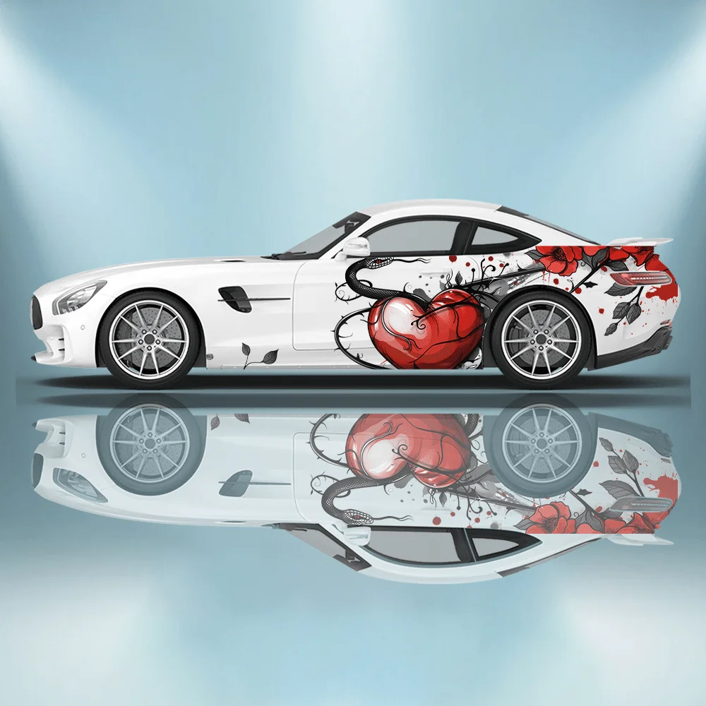 

Snake Wrapping Heart Car Vinyl Wraps Decal Self-adhesive PVC Sticker Suitable for Trucks SUV Decoration Auto Accessories Gift