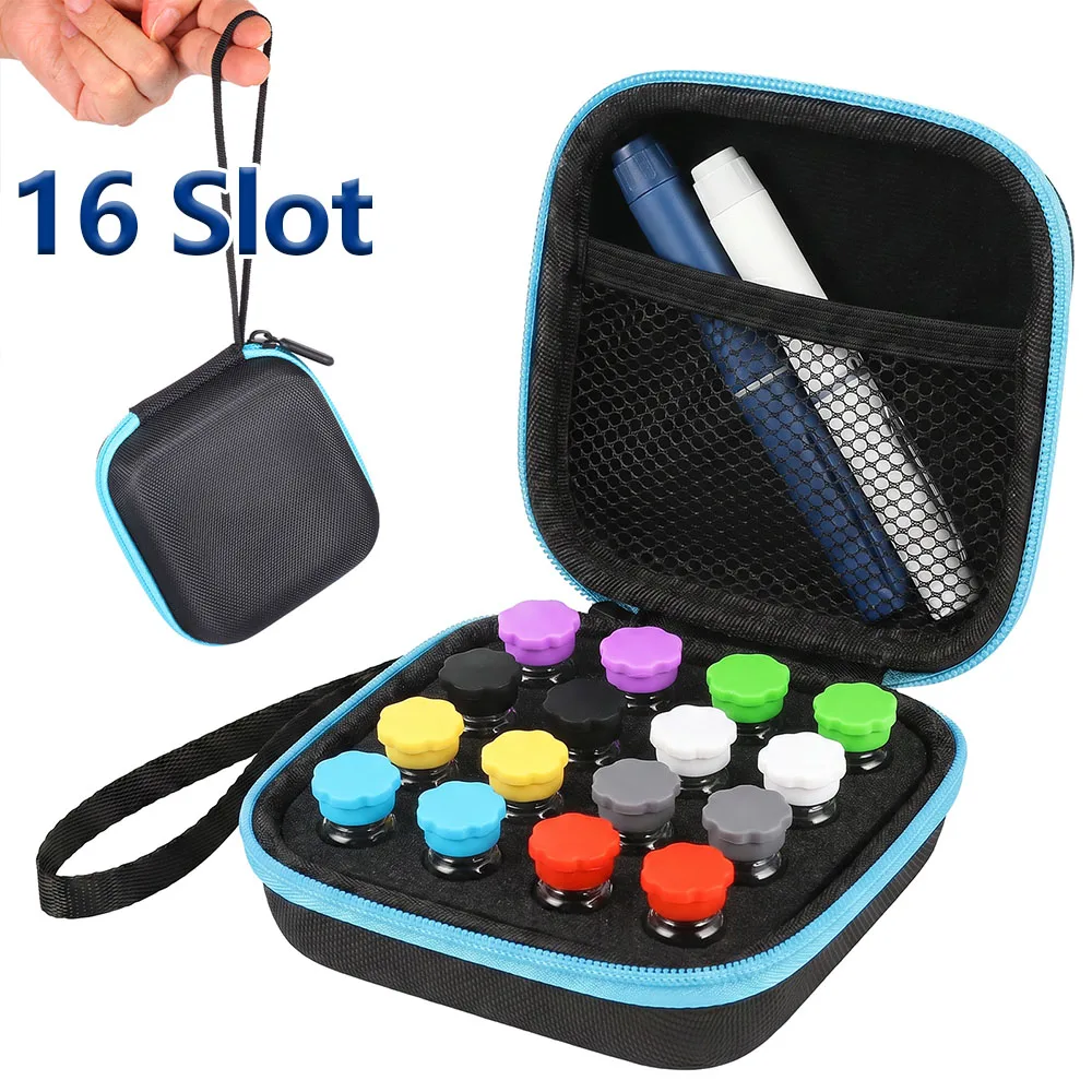 

16 Slot Insulin Vial Protector Case Portable Insulin Vial Organizer Bag with 16 Bottle Cap Insulin Peptide Fridge Carrying Case