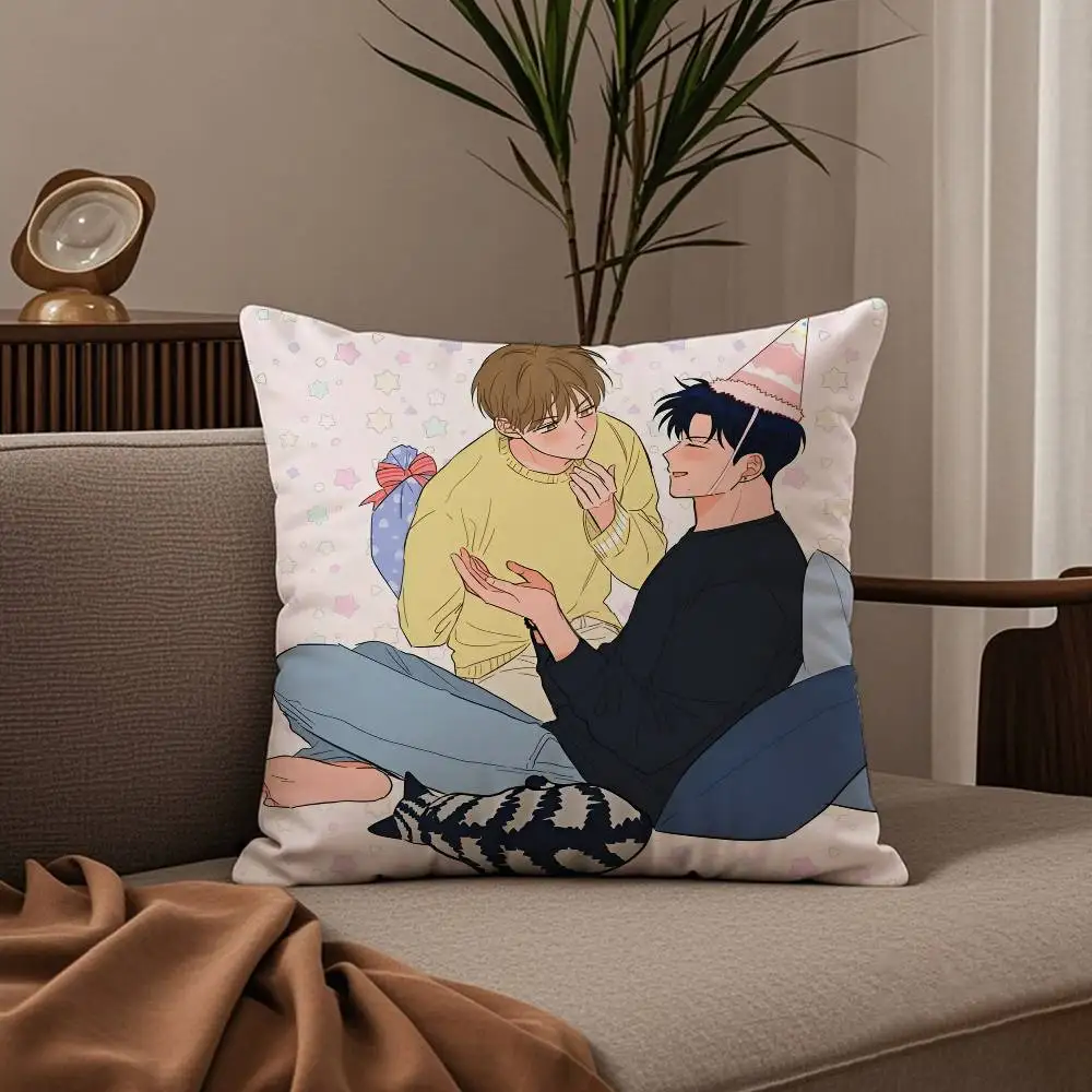 BL Manga U-Uncanny كيس وسادة مريح أريكة سرير حريري أنيق غير مرئي سحاب مخصص غطاء الوسادة الزخرفية