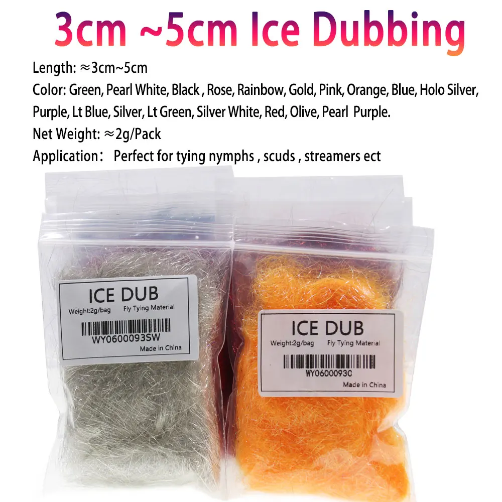 Bimoo 2Packs Ultra Fine Fly Tying Ice Dub for Nymph Scud Shrimp Body Dubbing Scud Dub Fly Tying Material For Trout Fishing Lures
