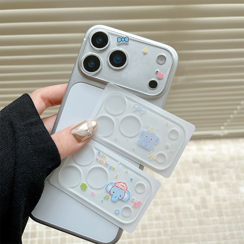 لطيف الكرتون الحيوان سلسلة جرو الفيل الدب غطاء للعدسات آيفون 17 برو 17 برو ماكس حماة كاميرا الهاتف المحمول