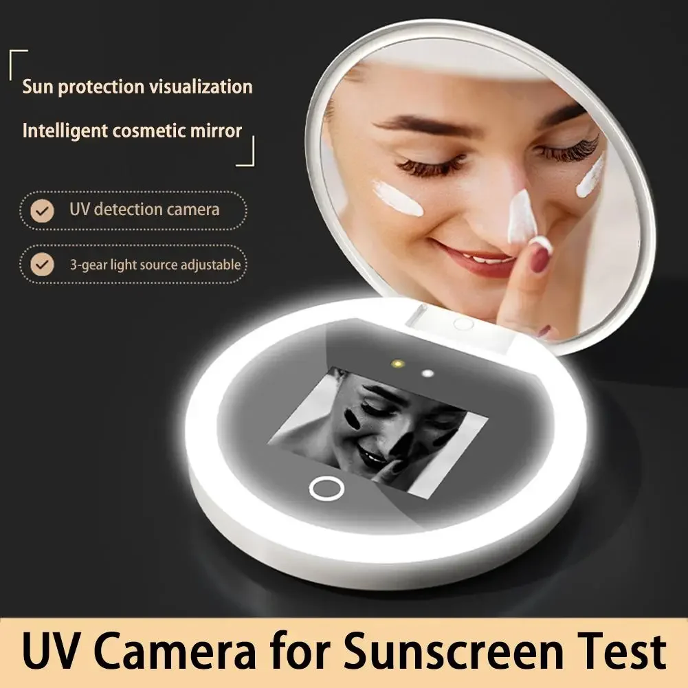 

Sunscreen detection cosmetic mirror LED portable charging mirror cosmetic foldable multi-functional makeup instrument