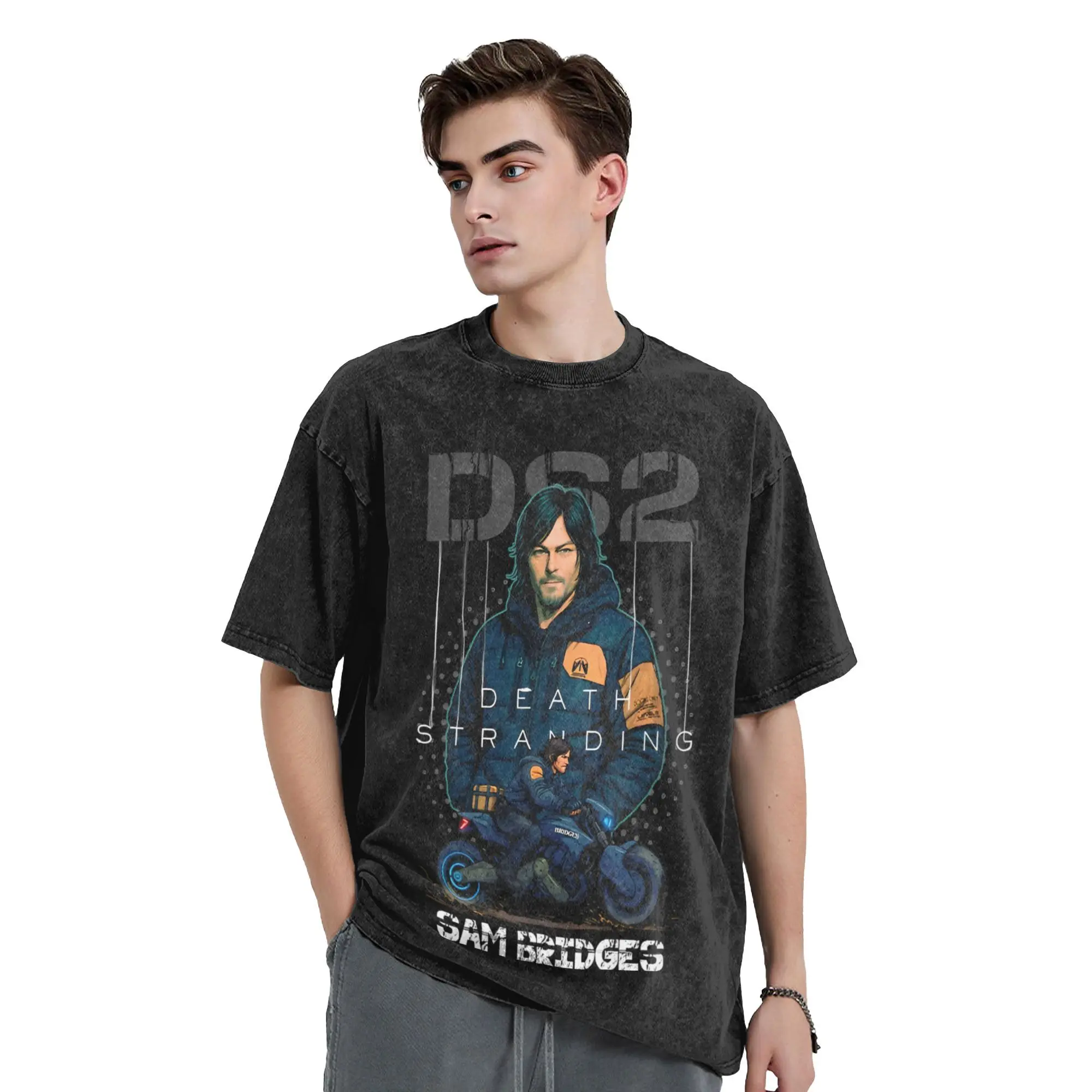 

Streetwear Washed T-Shirt Death Stranding 2 Loose T-Shirts Hip Hop Tshirt for Men Summer Y2K Classic Casual Tees