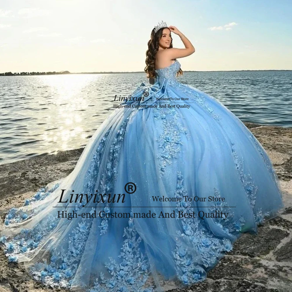 Magníficos Vestidos de Quinceañera Tullr 2026 con Apliques de Flores 3D, Vestidos de Fiesta de Cumpleaños para Niñas, Vestidos de Gala con Lazo Personalizado