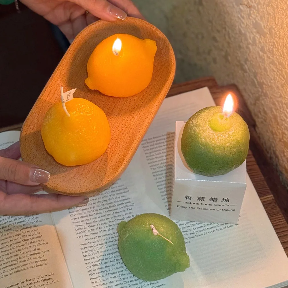 Lemon Candle Creative Simulated Fruit Candles DIY Fragrance Birthday Gift  Imitation Fruit Candle Scented Candles Ornaments