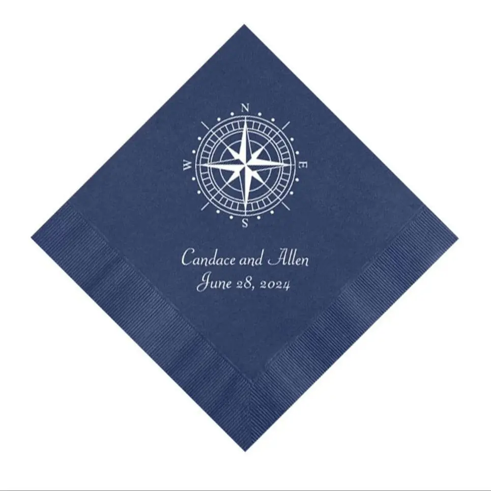 

Nautical Compass Wedding Napkins Personalized Set of 100 Napkins Beach Wedding