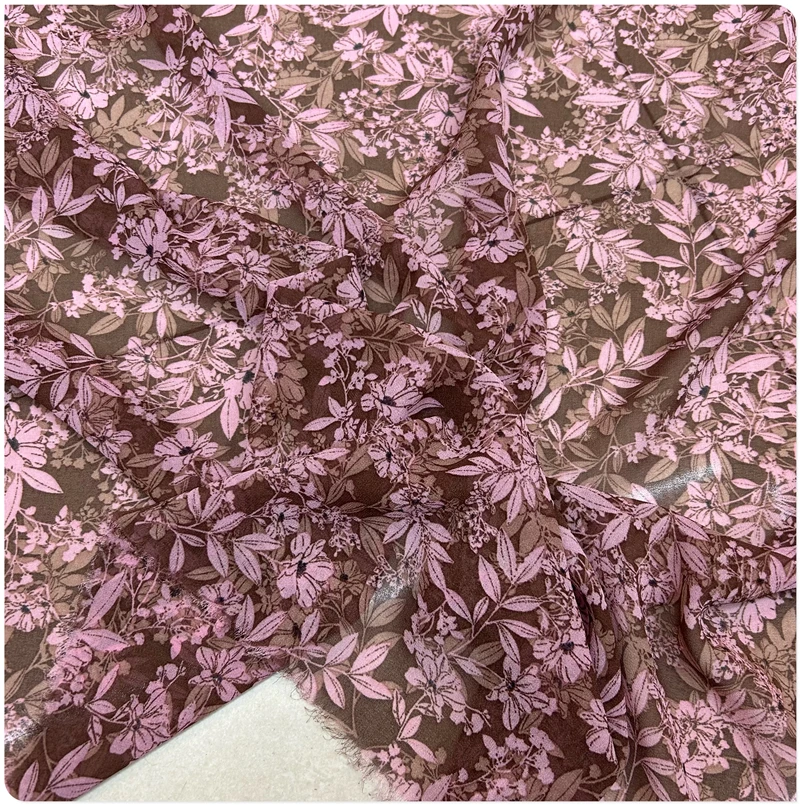 

Розовая цветочная ткань из искусственного шелка Жоржет, полиэстер, шифон, тонкий светлый, 150 см