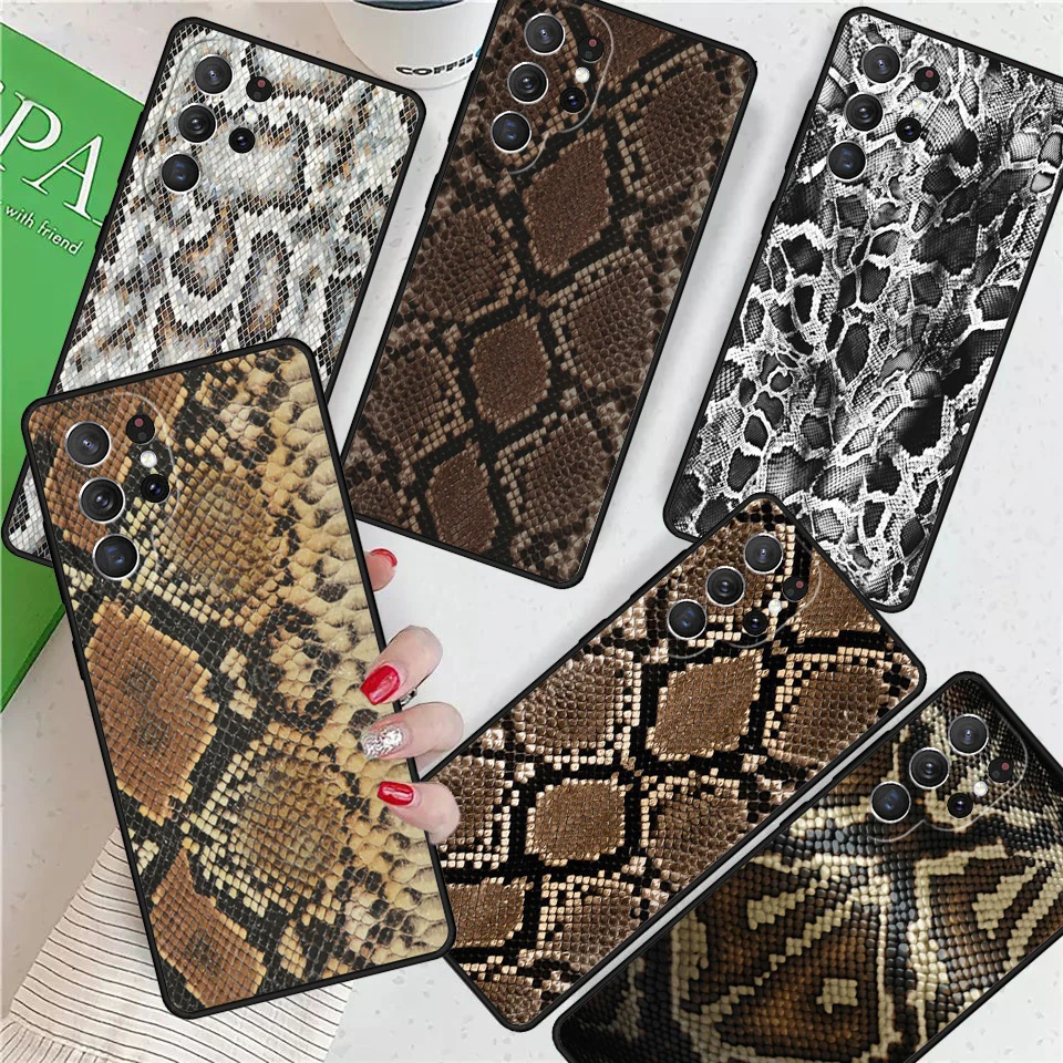 Snake Skin print For Samsung Galaxy S24 Ultra S21 S22 S8 S9 S10 5G Note 10 20 Plus FE S23 Phone case Cover Coque