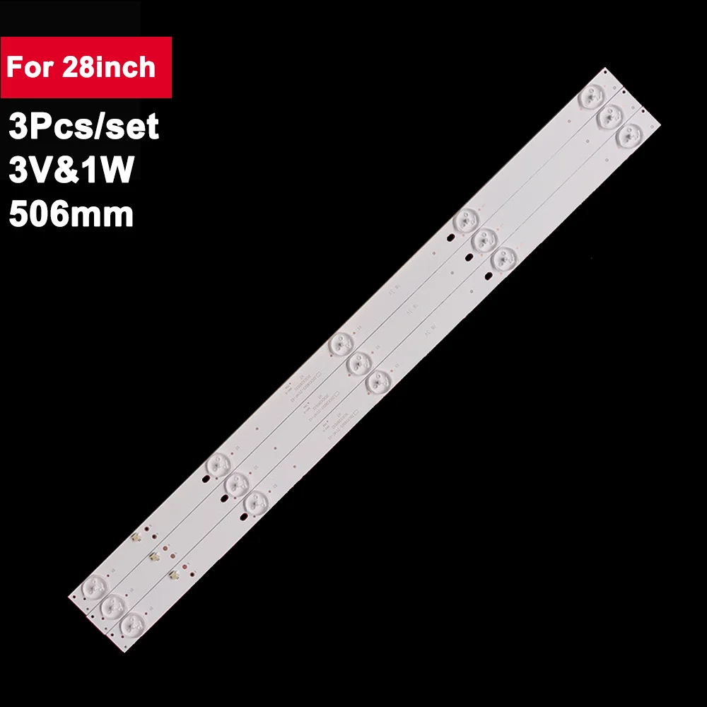 3pcs 506mm Led Tv Backlight Bar For 28inch ZDCX28D05-ZC14F-02 303CX280032 VORTEX LEDV-28E33D