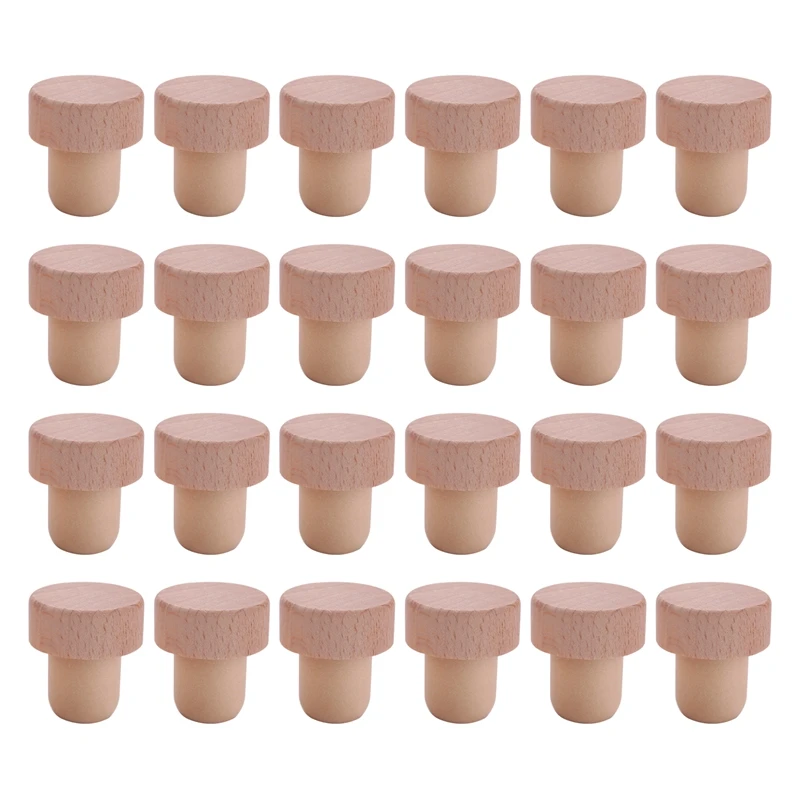 24Pc Wine Bottle Corks T Shaped Cork Plugs For Wine Cork Wine Stopper Reusable Wine Corks Wooden And Rubber Wine Stopper