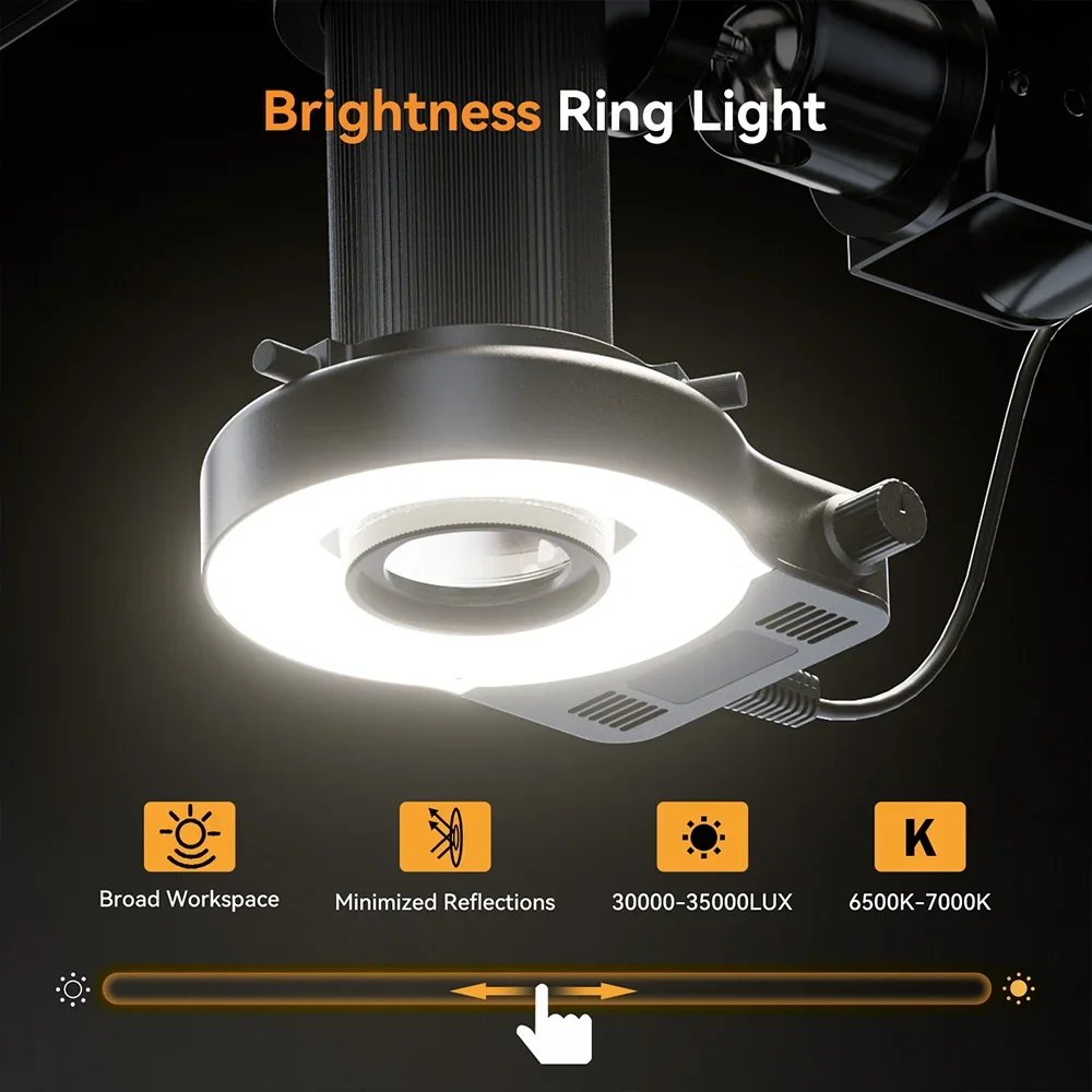 Elikliv EM4K 4K Digital Microscope for Electronics 10.1" 2000X HDMI Soldering Microscope with Boom Arm Holder Pcb Soldering