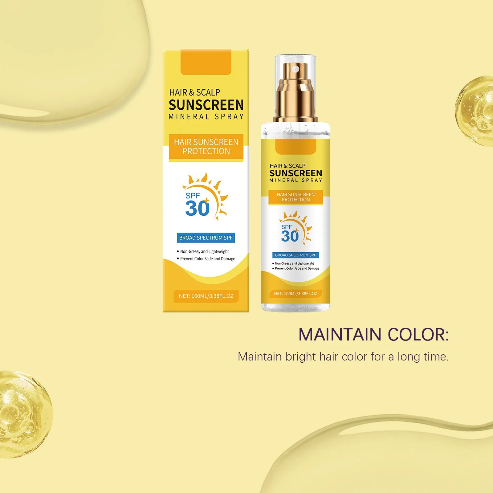 SPF30+ Scalp Sunproof Spray Prevent Head Sunburn Long Lasting Protect Hair Color Summer Beach Outdoor Solar Protector Sunscreen