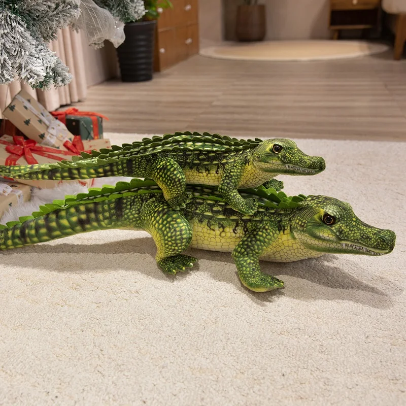 65/90CM Simuliertes Krokodil-Plüschtier Weiches Gestopftes Lebensechtes Grün-Grau-Braunes Riesiges Alligator-Sofakissen – Detail 7
