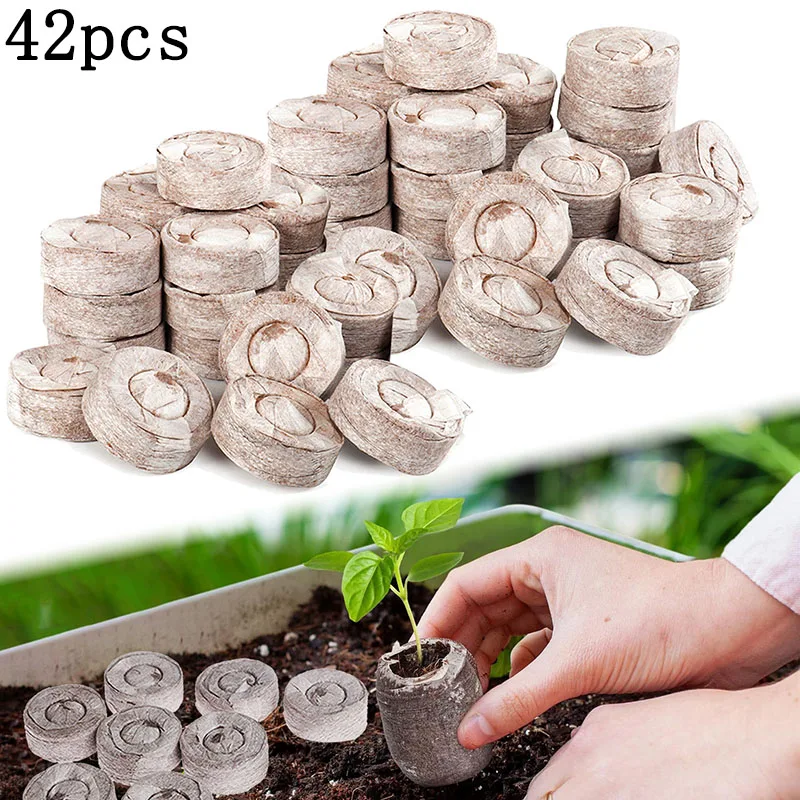 42 piezas de pastillas de iniciación de semillas de plantas de 30 mm, vasos de iniciación de semillas para hortalizas, flores, árboles bonsái, accesorios de jardinería