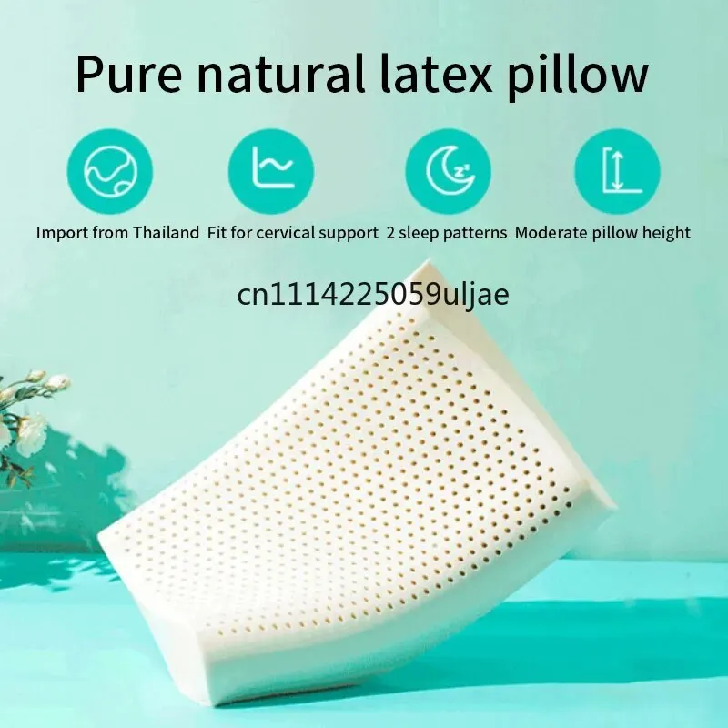 Almohada de látex, almohada de látex natural tailandesa, almohada cervical para adultos, almohada para dormir, almohada para dormitorio, almohada para el hogar
