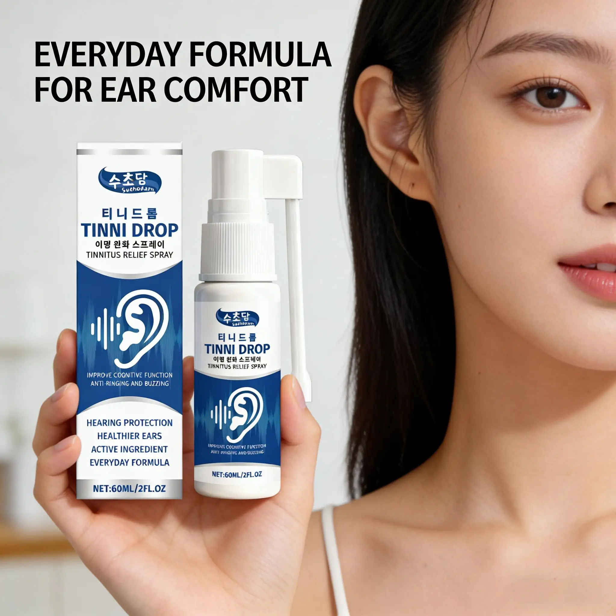 Tinnitus Relief Spray Ear Ringing Prevent Hearing Loss Discomfort Remove Earwax Improve Hearing Ear Cleaner Otic Care Spray 60ml