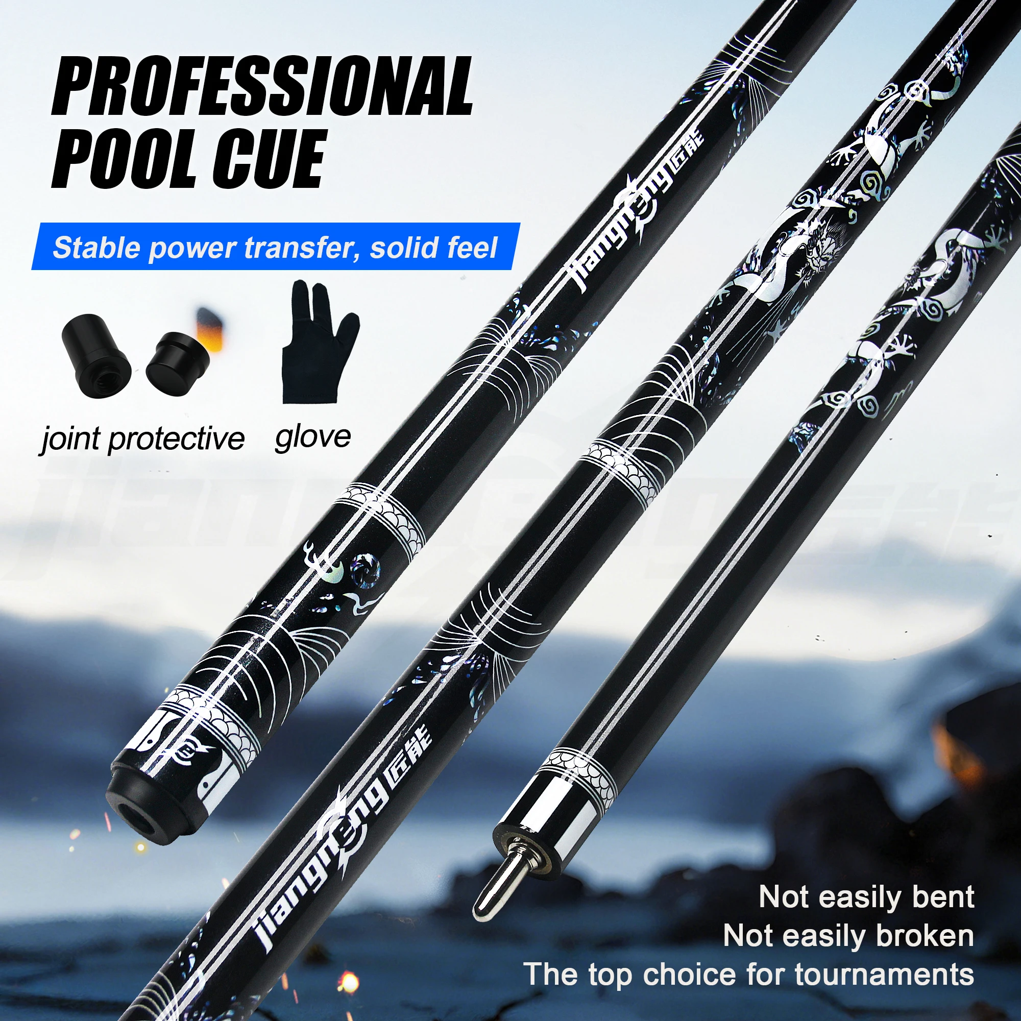12mmblack-technology-carbon-fiber-billiard-pool-cue-stick-shiny-dragon-professional-competition-gloves-joint-protector-idealgift