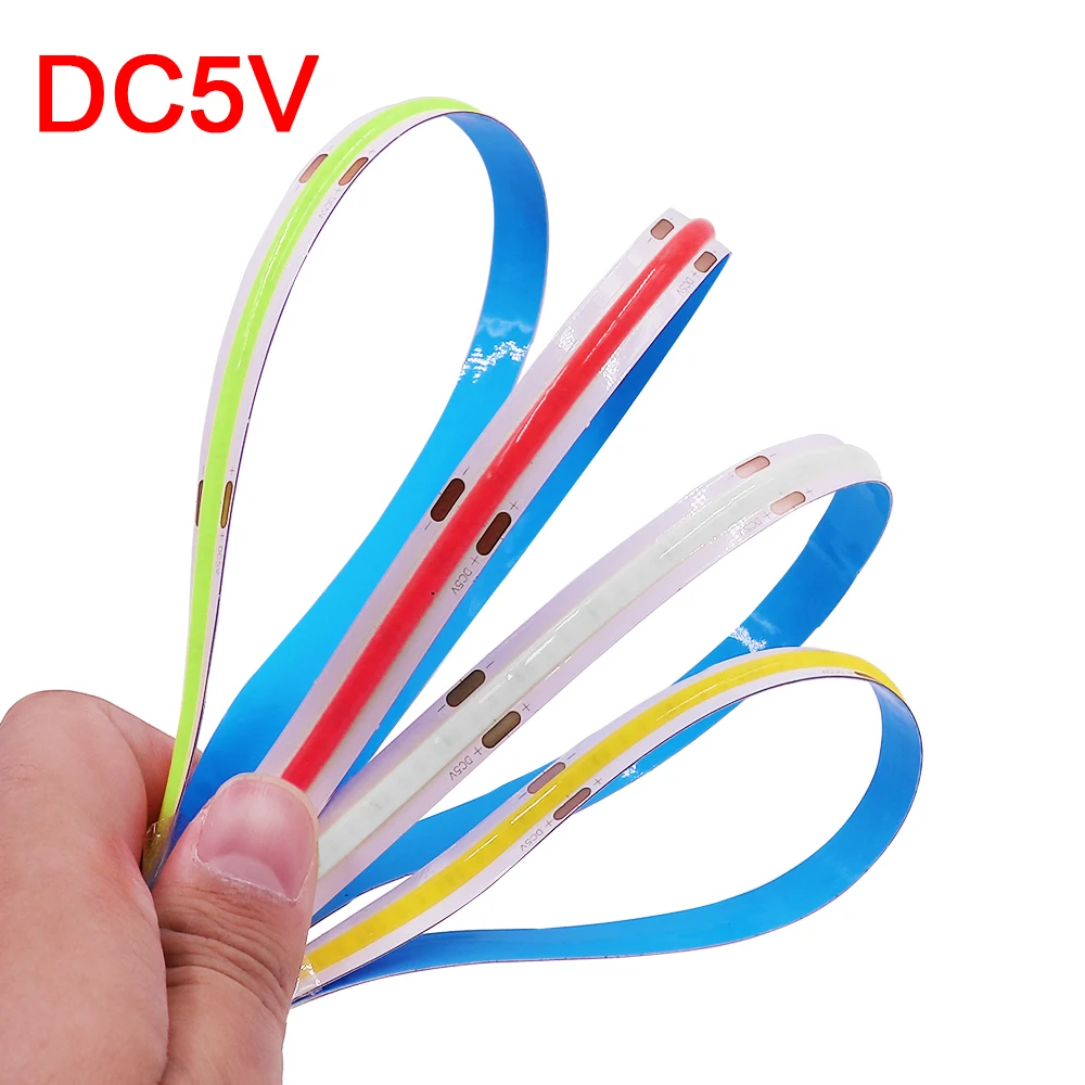 

DC 5V 12V 24V COB Светодиодная лента с 2-контактным проводом Гибкая лента 320LEDs/m Красный Ледяной Синий Розовый Желтый Зеленый Теплый Натуральный Белый