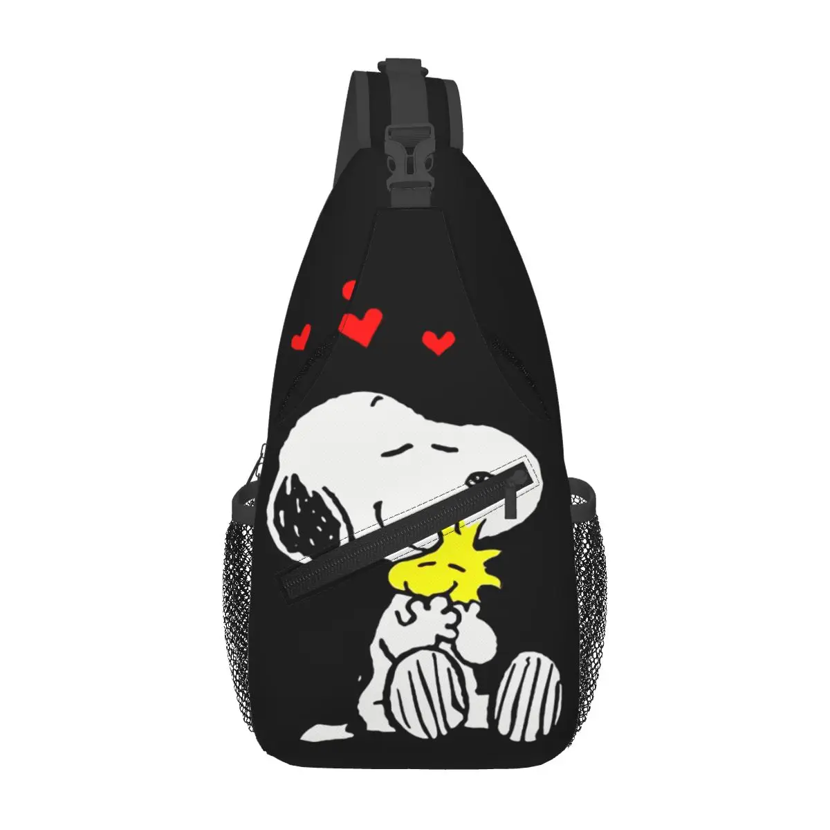 Custom Snoopys Woodstock Love Sling Crossbody Backpack for Men Women Waterproof For Cycling Daypack Printing Shoulder Backpack