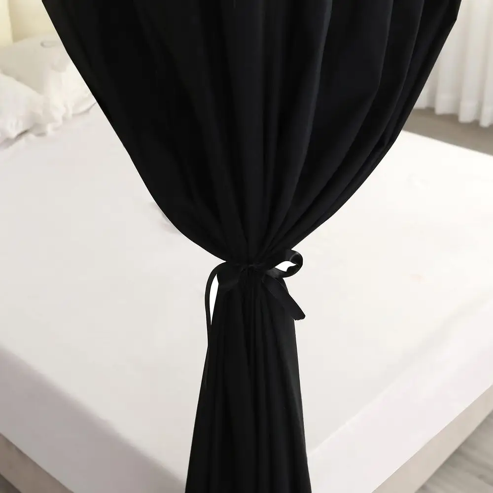 King Size Black Sheer Canopy Curtains for Four Post Beds - Lightproof Bedroom Decor, Poles Not Included