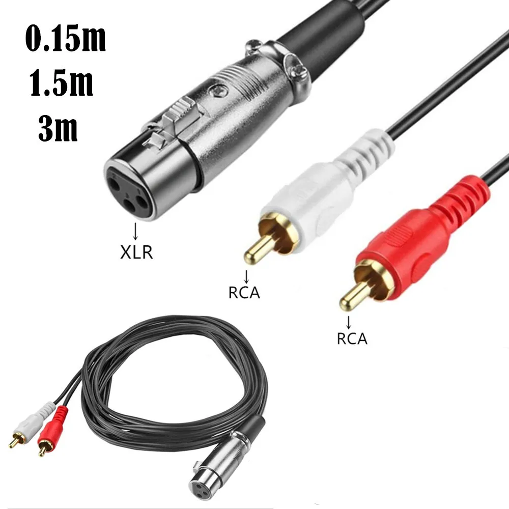 RCA Cable Audio Cable 2RCA To XLR Canon Male Female 1.5/3m for Microphone Speaker Audio Console Amplifier XLR Cable Connector