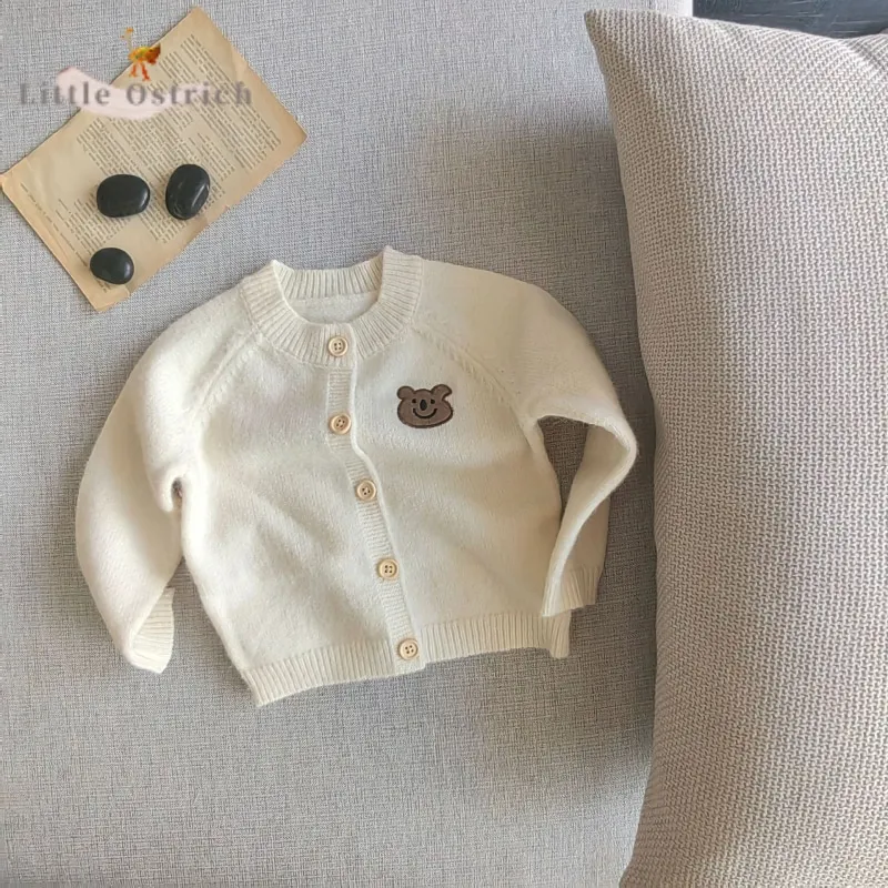 

Newborn Baby Girl Boy Cotton Embroidery Sweater Infant Toddler Child Knitted Cardigan Long Sleeve Bear Jacket Baby Clothes 9M-2Y