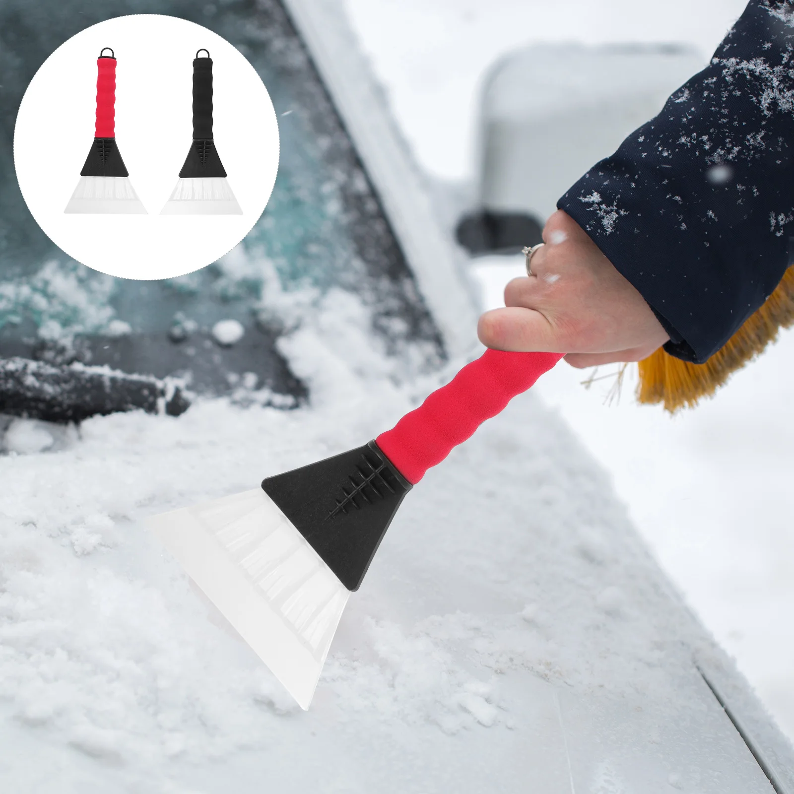 2 قطعة مكشطة ثلج السيارة البلاستيك مجرفة الثلج مكشطة ثلج المطاط كم الزجاج الأمامي الأنظف دائم عدم الانزلاق قبضة العالمي صالح #4