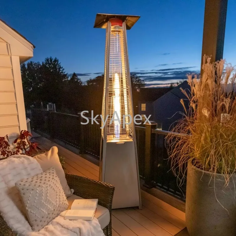 Outdoor  Stainless  Steel  Garden  Flame  Pyramid Patio Heater Standing Propane Heater with Excellent Visibility From All Angles