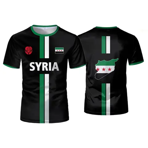 New In Syria Flag Football Jersey Shirt Men's Short Sleeve Sports Syrian T-shirts Tops Unisex Casual Mens T-shirts Streetwear