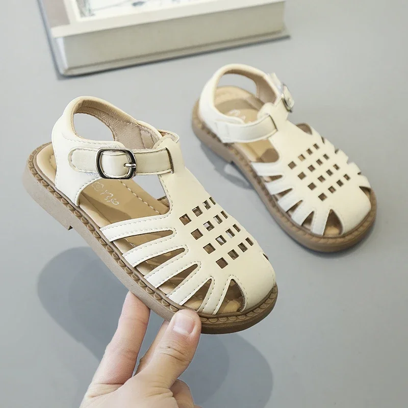 

Toddler Girls Sandals Solid Color Summer Kids Flat Sandals Fashion Cut-outs Causal Children's Boys Walking Sandals Toes-covered