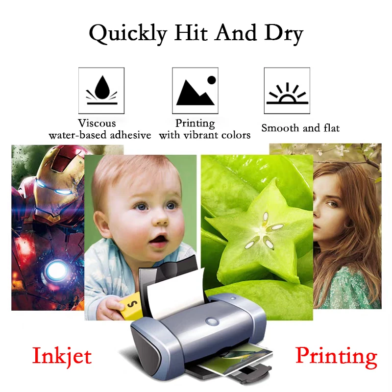 A4 A5 A6 135/150G Fotopapier mit selbstklebender Rückseite, einseitig glänzender Aufkleber, Tintenstrahldrucker. Verwenden Sie selbstklebendes Fotoetikettenpapier