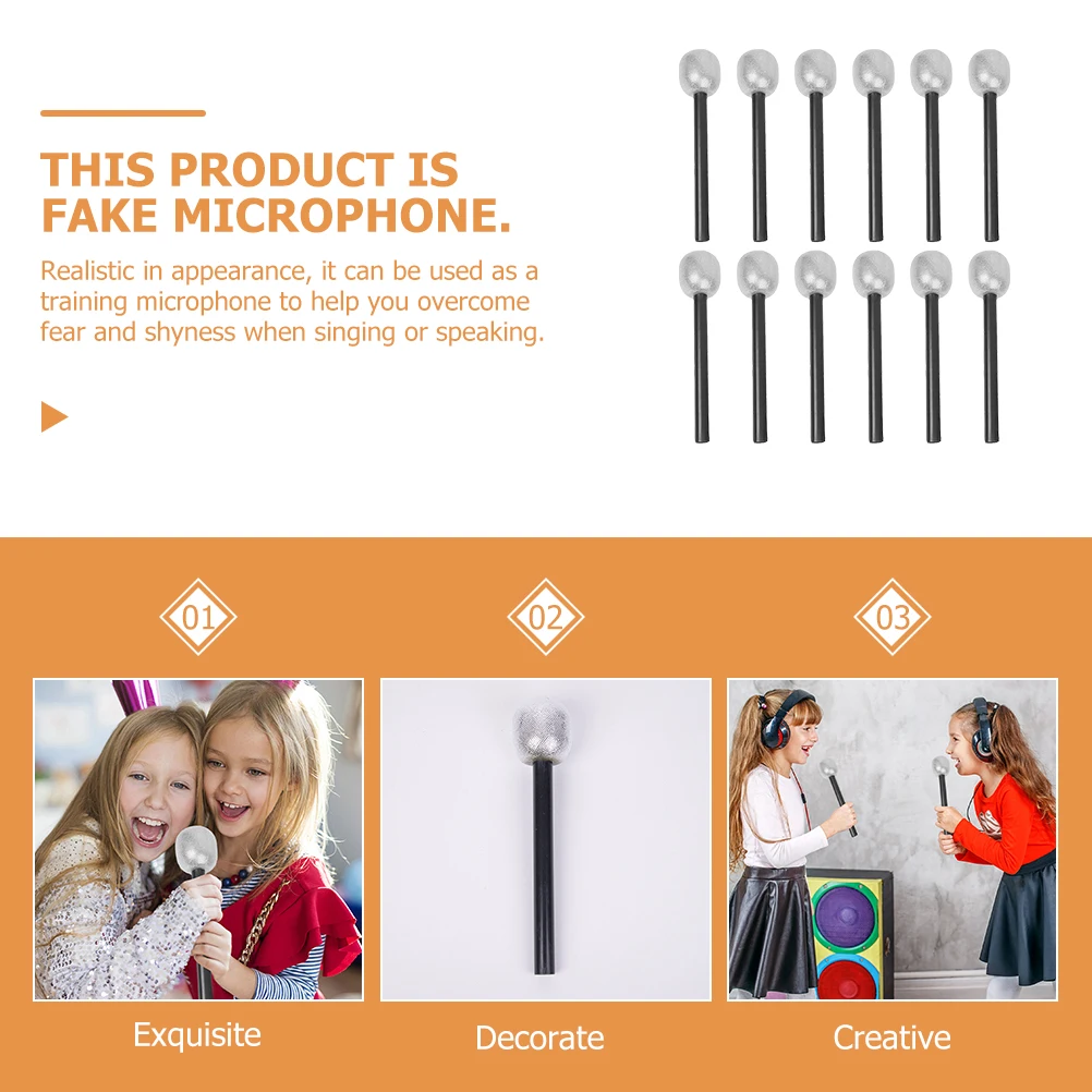 12 szt. Mikrofon Zabawka Akcesoria Sceniczne dla Dzieci Śpiew Karaoke Dekoracje Imprezowe Instrumenty Muzyczne