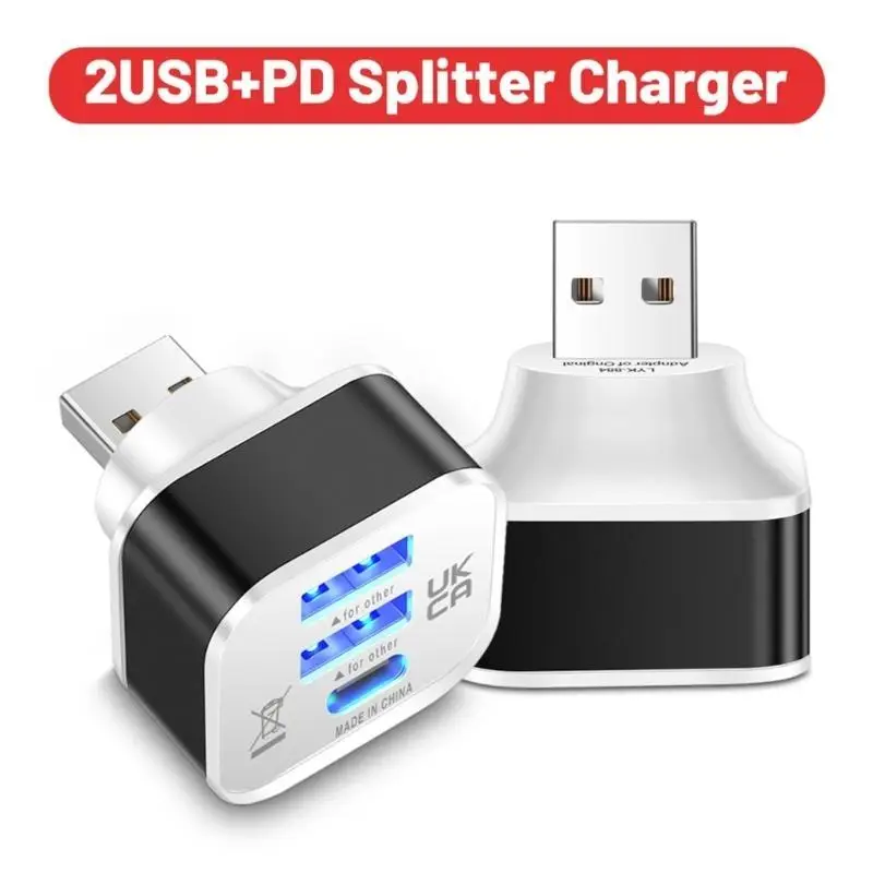 652F 3 Port USB Type C Charging Expander 3 in 1 USB Slot USB Adapter