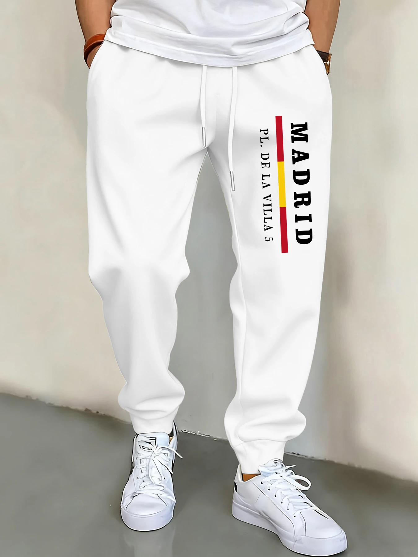 

Madrid Pl Dela Villa Print Men Basics Pants Fleece Autumn Trousers Street Soft Fashion Joggers Pant Unisex Vintage Sweatpants