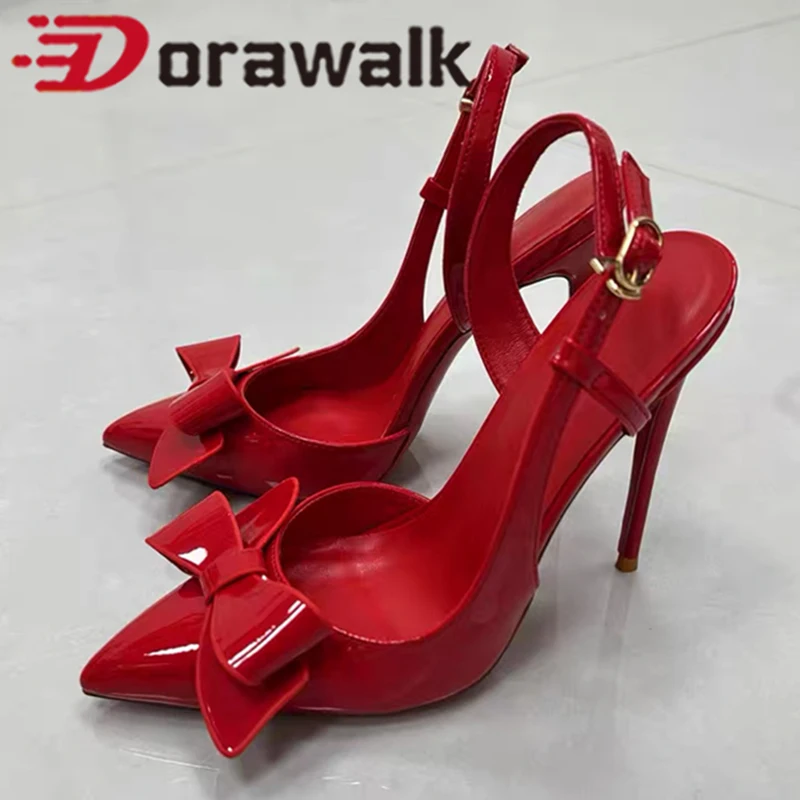 

Женское красное сексуальное платье на высоком каблуке 12 см с ремешком на щиколотке, сандалии для вечеринки, свадебные женские туфли с острым носком и открытой пяткой