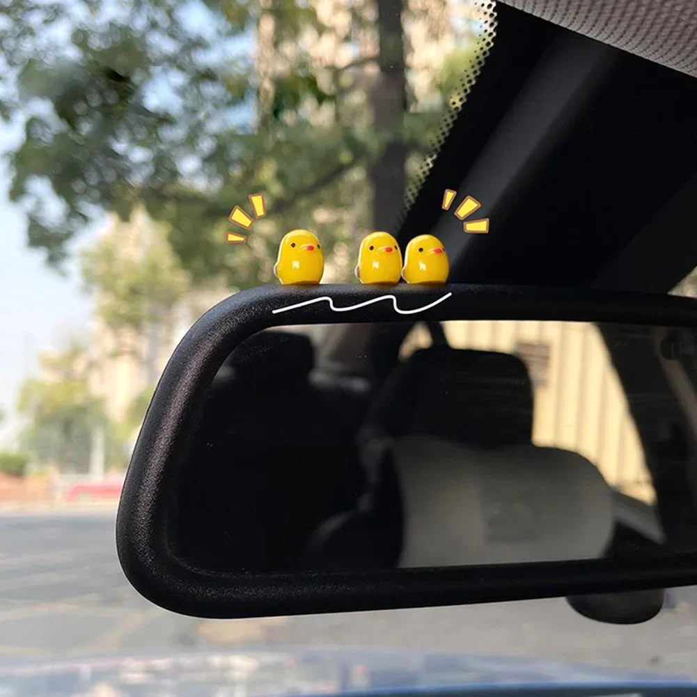 5Pcs Cute Mini Chicken Car Interior Decoration Auto Rearview Mirror Dashboard Ornaments For Woman Man Gift Car Accessories