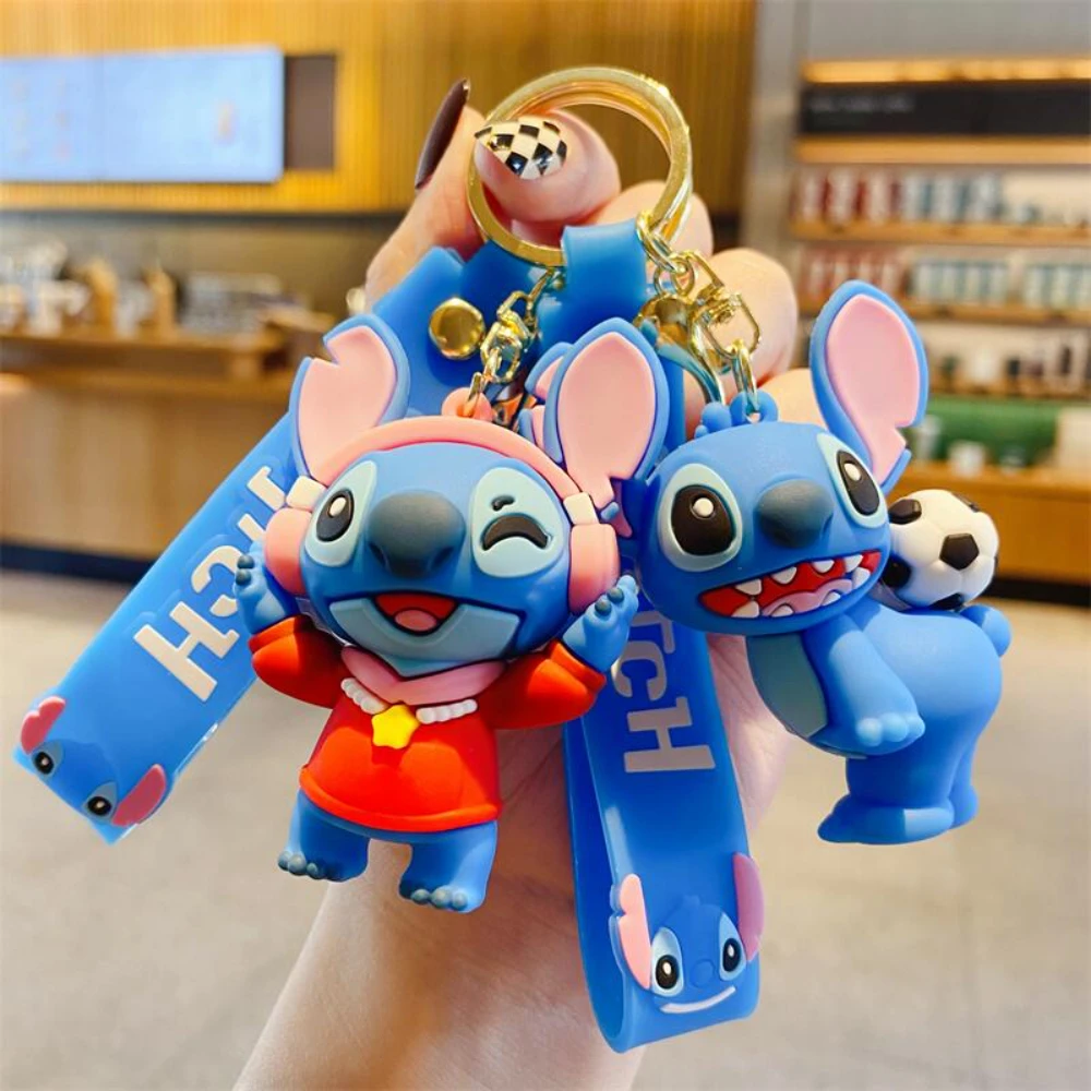 Juego de 6 llaveros Stitch & Angel para parejas, llaveros con figuras de dibujos animados de Disney para niñas y niños, regalos de amistad