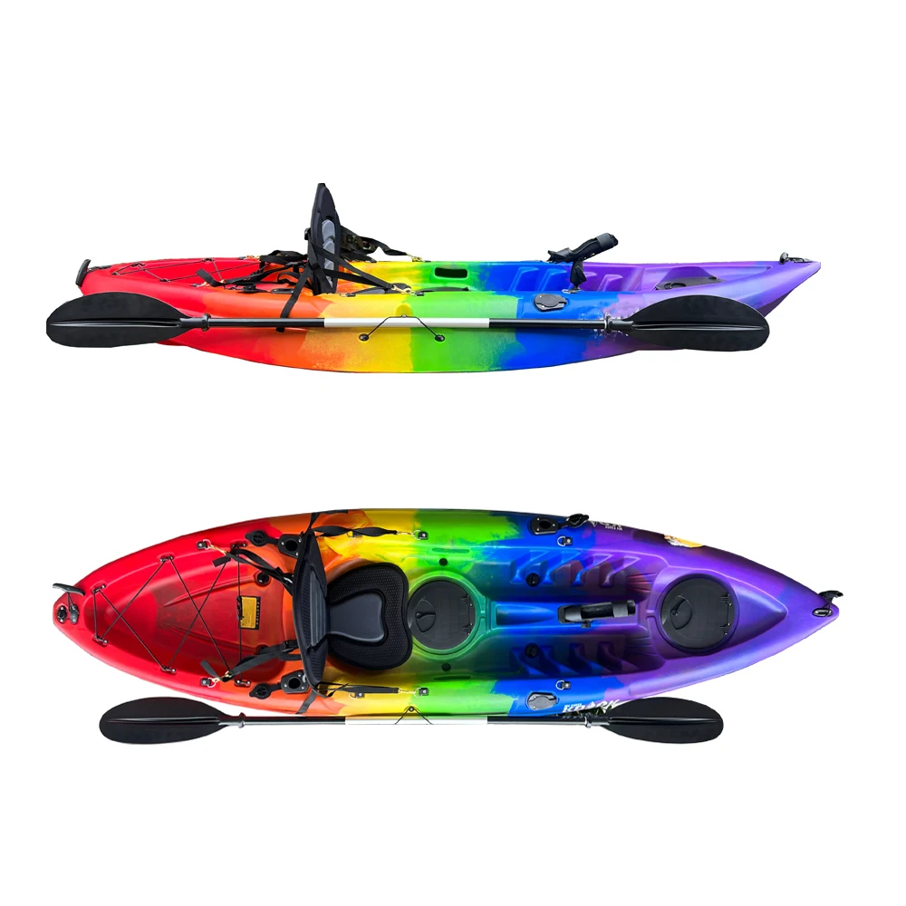 Waterplay Crafts Rigide Bass Plastic Skiff Ocean Fishing Kayak Boat With Adjustable Kayak Seat