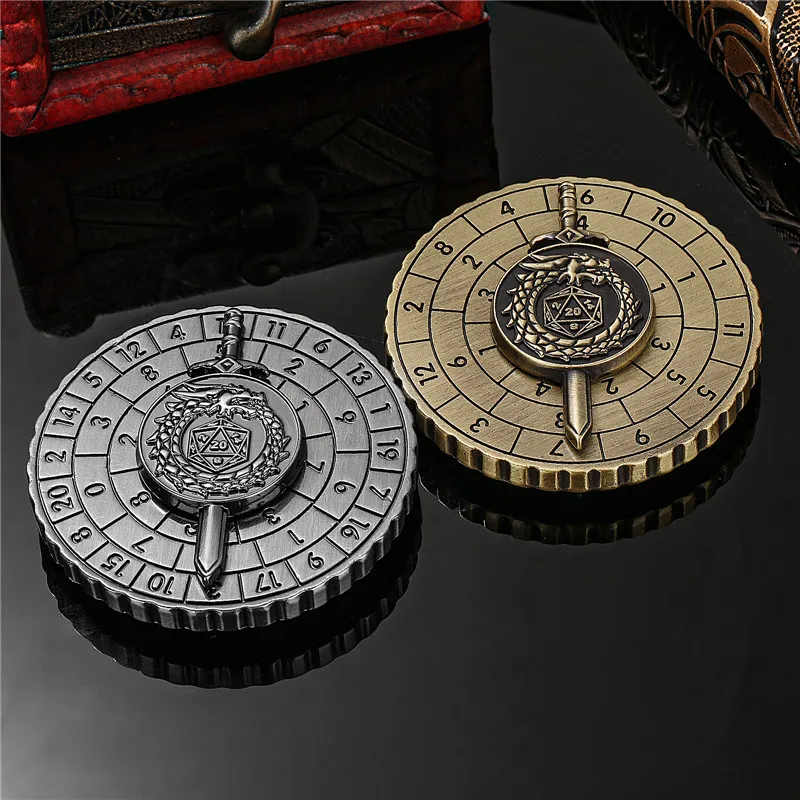 7-in-1 Metal Dice Spinner Dragon Sword Design Dice Roller Rotating Roulette Role Play Gaming Accessory Wedding Gift