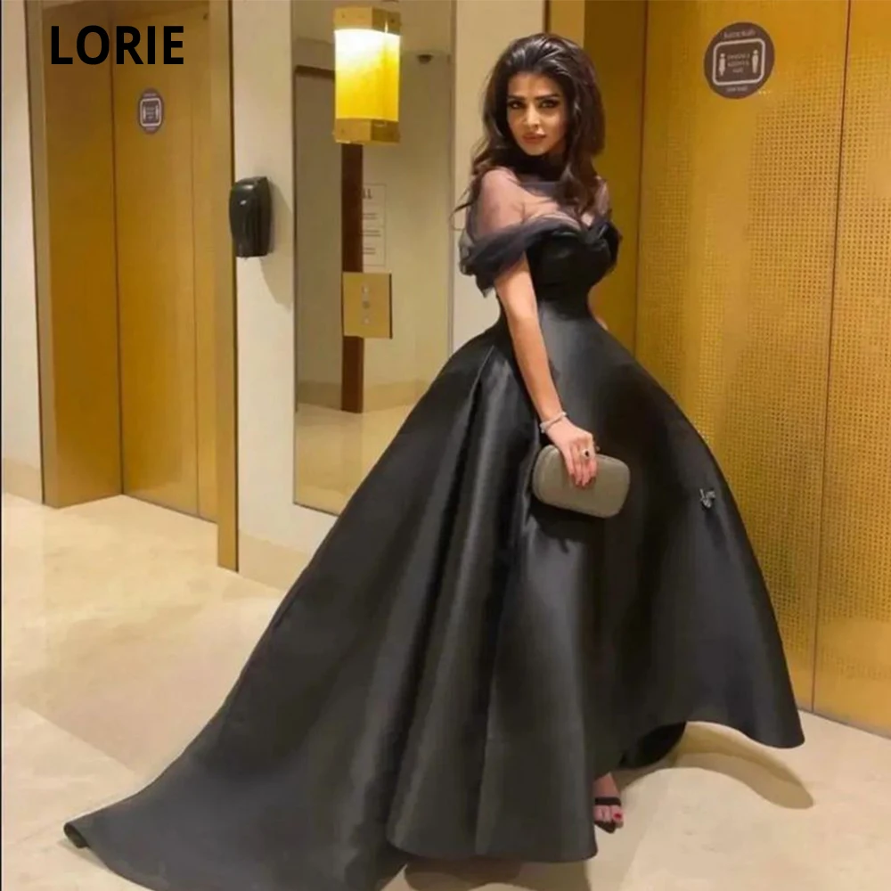 

LORIE Long Black Tulle Neck Prom Dresses Elegant Off The Shoulder Ball Gown Robes De Soirée Women Formal Evening Party Gowns