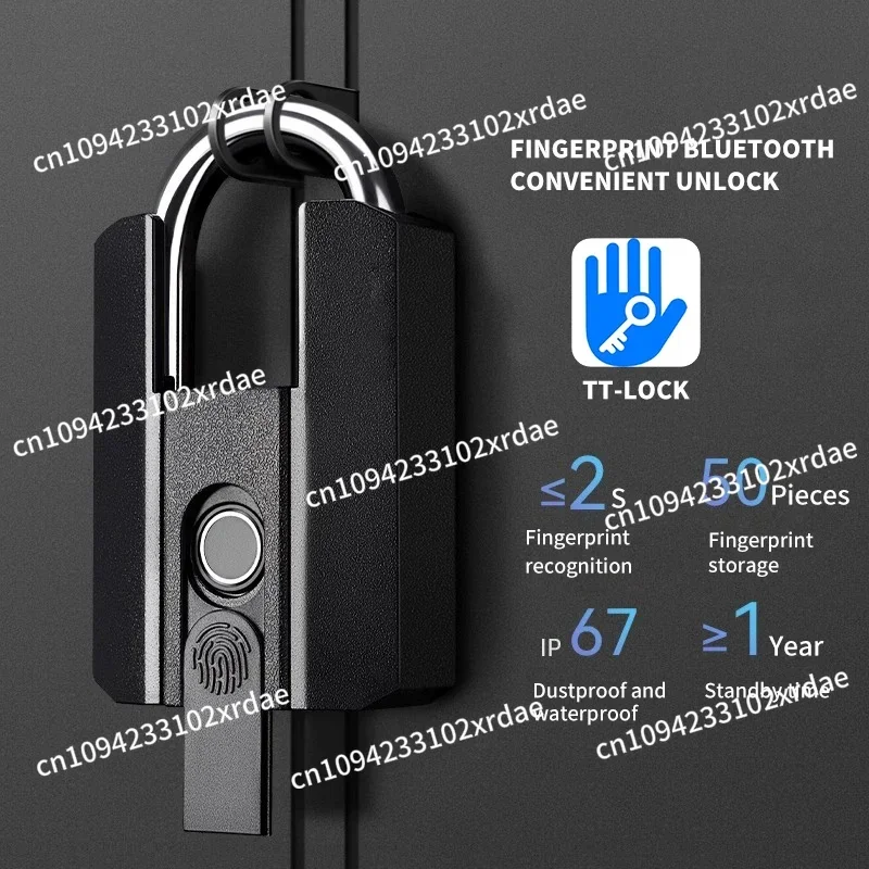 NewTT LOCK Waterproof Smart Intelligent Fingerprint Door Lock Padlock With Key Smart Padlock Rechargeable