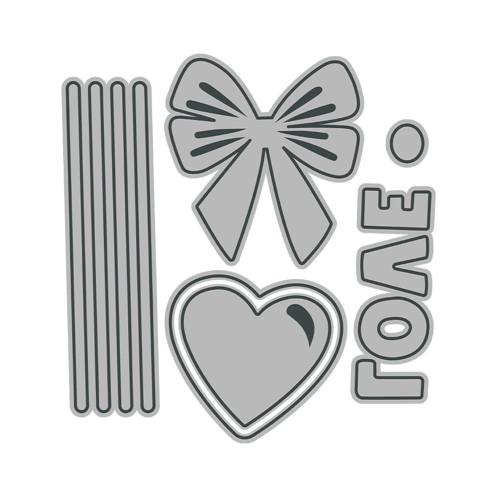 MangoCraft Love Heart Bow Balloon Cutting Dies Valentine\'s DIY Scrapbooking Supplies Metal Dies Knife Mold For Cards Album Decor