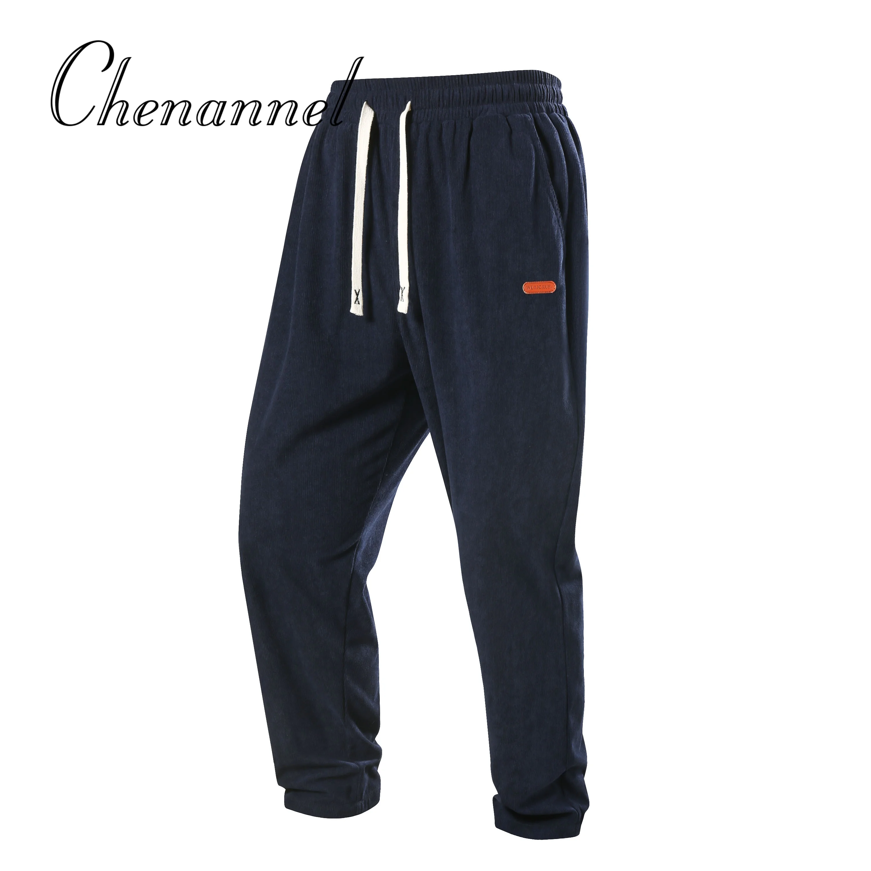 

Men's autumn new trendy loose straight-leg pants with velvet core sporty long pants