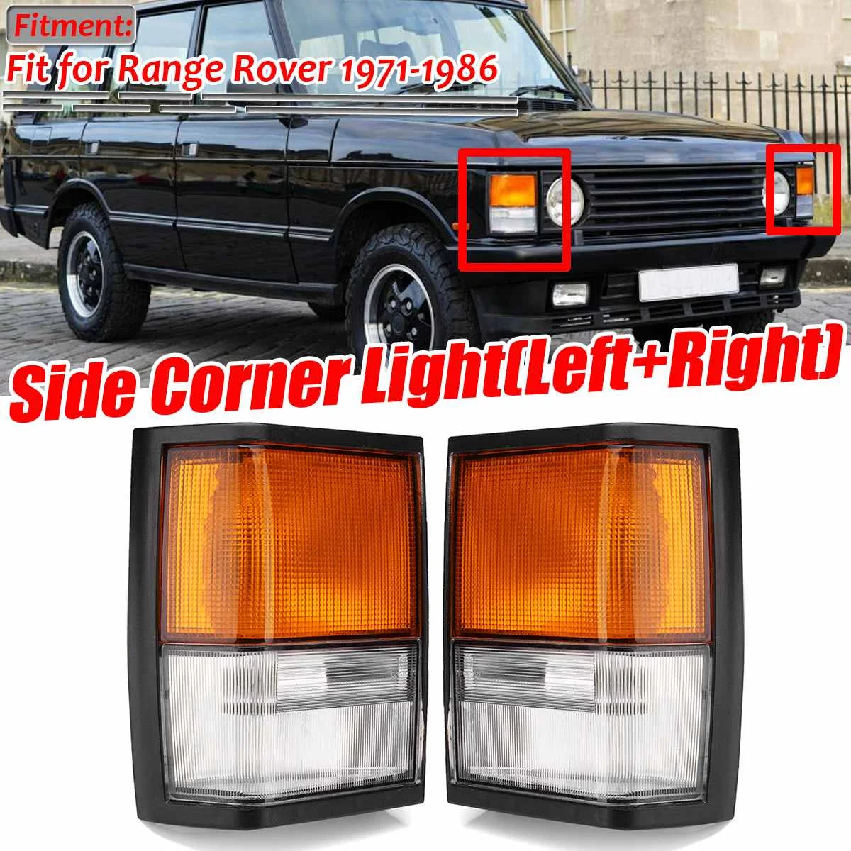 Left/Right Car Front Side Corner Light Turn Signal Indicator Light Lamp Square Plug For Land Rover For Range Rover 1971-1986