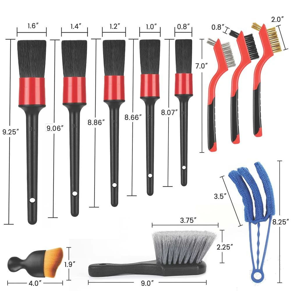 11 Pcs Car Detailing Brush Set with Car Interior Detailing Brushes Car Wheel & Tire Brush for Cleaning Wheel Convex nut Seat