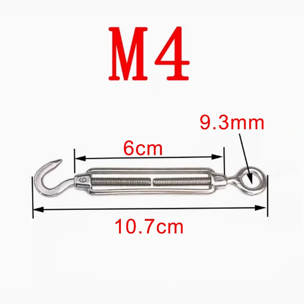 M4-M16 304 Hook Eye Adjustable Wire Rope Tensioner Flower Basket Screws Set Home Supplies For Household Accessories