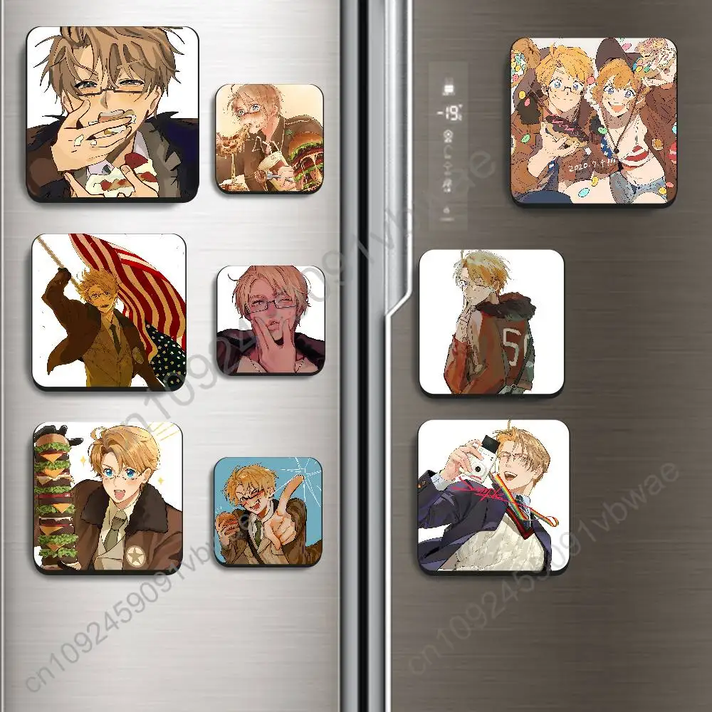 Sunshine Hero Alfred F Jones Hetalia Black Square Plastic Fridge Magnet, for Magnetic Sticker No Trace Left, Durable