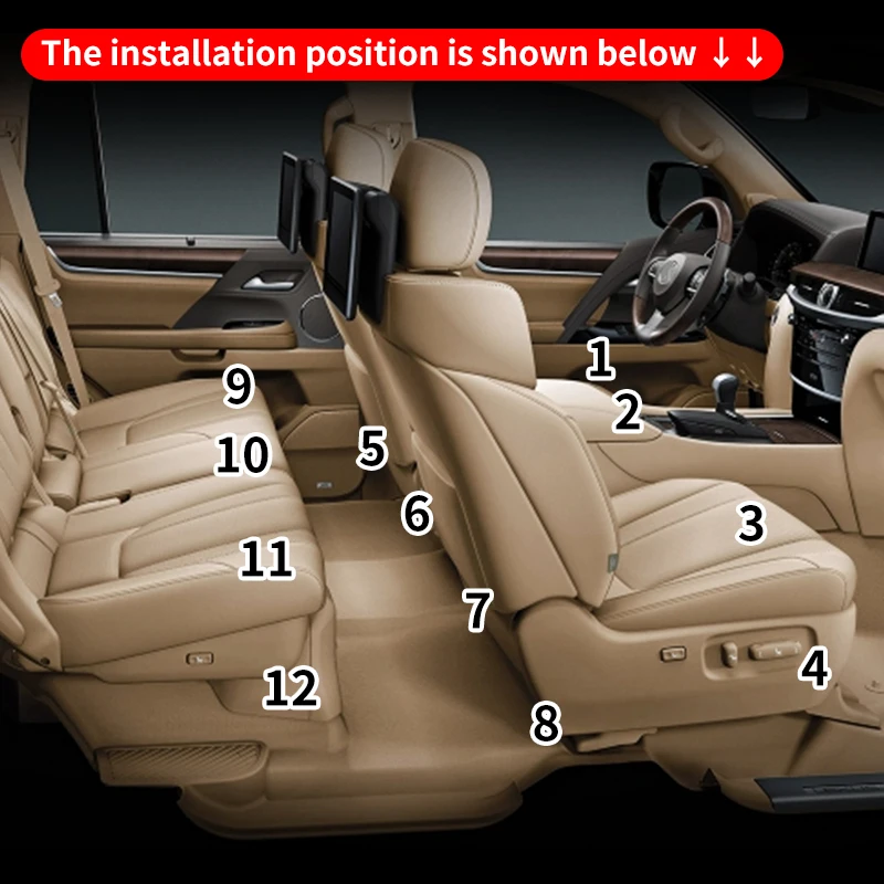 For Lexus LX570 450d Seat Track Protective Cover Interior upgraded Accessories Seat Guide Rail Front and Rear Covers 2008-2023